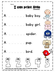 Print the sight word little